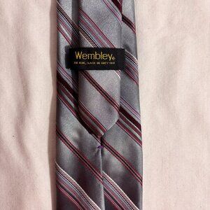 Wembley Tie 100% Polyester. Light Blue and Maroon.